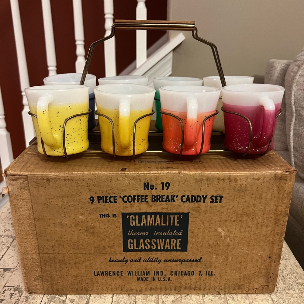 Glamalite Glassware 9-piece “Coffee Break” Caddy Set